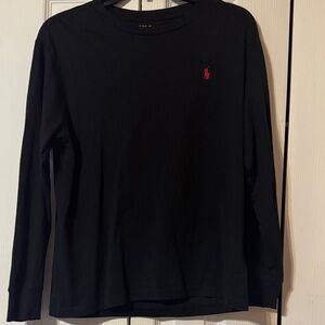 Ralph Lauren Black Crew Neck Top with Red Logo